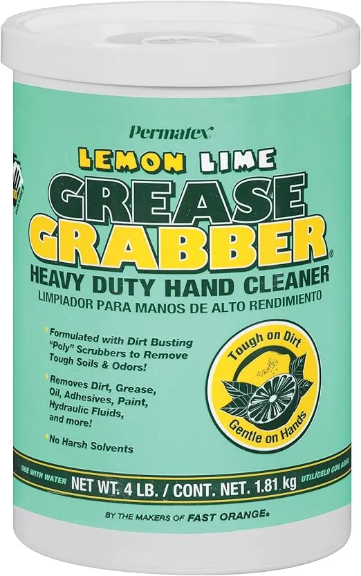 Permatex 13106 Grease Grabber Heavy Duty Lemon Lime Hand Cleaner, 4 lbs.