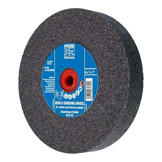PFERD Bench Grinding Wheel Universal Type | 6x1x1 inch, vitrified Bond, Regular Aluminum Oxide, grit Size 36 | 61744 - for Universal use in in The Workshop, Included bushings 3/4, 5/8, 1/2 inch