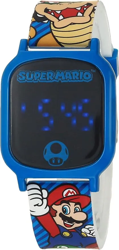 Accutime Kids Nintendo Super Mario Kart Luigi Bowser Digital LCD Quartz Wrist Watch, Cool Inexpensive Gift & Party Favor for Toddlers, Boys, Girls, Adults All Ages