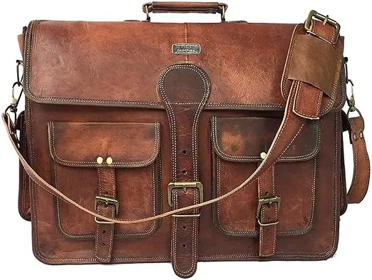 Cuero DHK 16 Inch Vintage Handmade Leather Messenger Bag Laptop Briefcase Computer Satchel Bag for Men & Women (16 Inch Medium)
