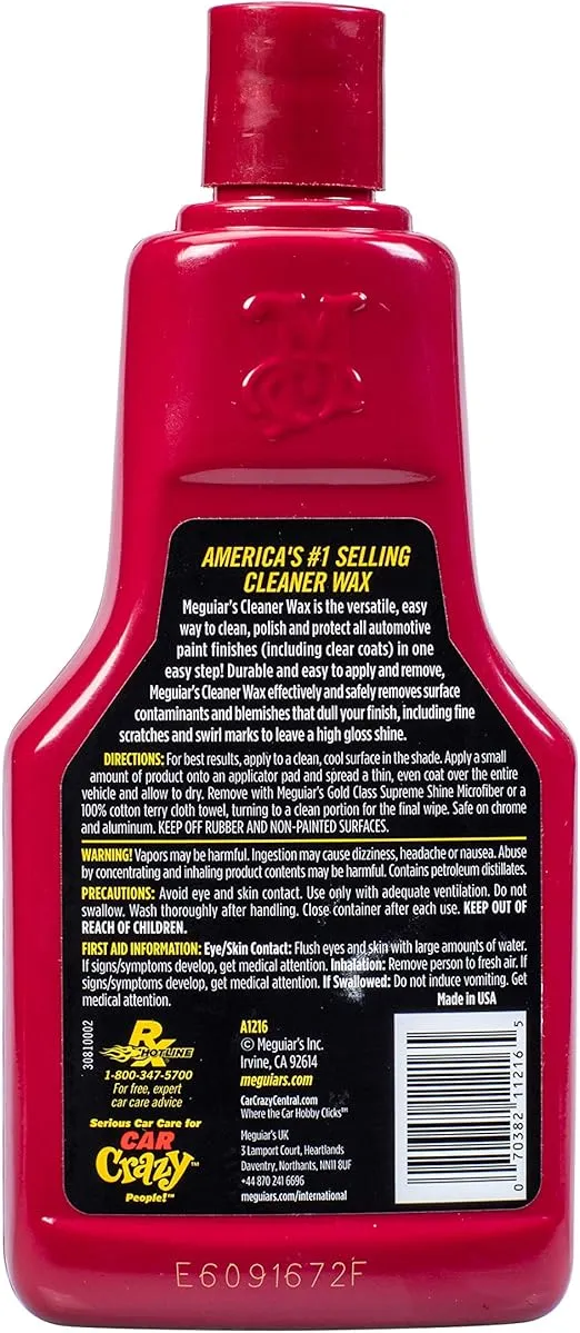 Meguiar's Cleaner Wax - Liquid Car Wax, Cleans, Polishes and Protects Your Vehicle - Easy to Use, Long-Lasting Shine - 16 Oz