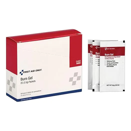 First Aid Only G469 Burn Gel, 1/8 oz Packs, 25/Box