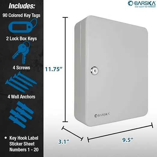 Barska CB13234 Key Lock 90 Position Key Cabinet Lock Box Grey ,9.5" x 3.1" x 11.75"