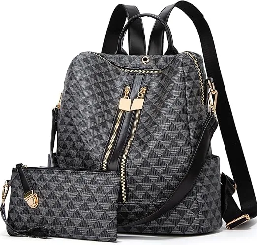 Makes Backpack Purse for Women PU Leather Travel Satchel Handbag Convertible Design Bag with Purse 2 Piece