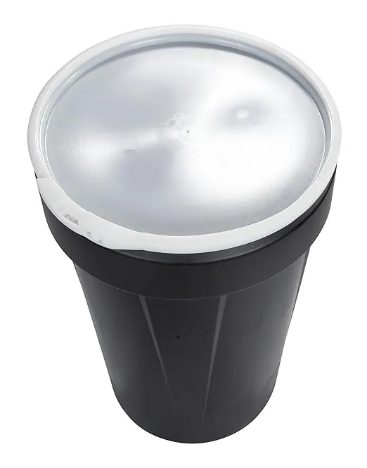 Eagle 55 Gallon Plastic Drum with Lid, Plastic Lever-Lock, 39.1"x23.8", Open Head Lab Pack Drum Made of Durable, Lightweight HDPE, Withstands Weather and Chemicals, Made in USA, Black, 1655BLK