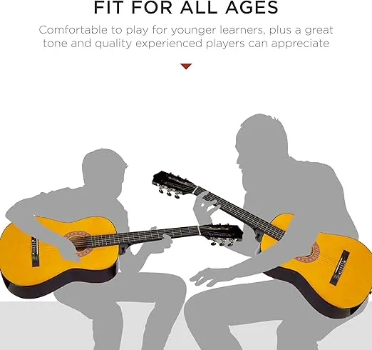 Best Choice Products 38in Beginner All Wood Acoustic Guitar Starter Kit w/Gig Bag, 6 Celluloid Picks, Nylon Strings, Capo, Cloth, Strap w/Pick Holder - Natural