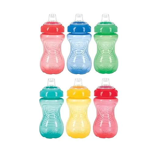 Nuby No-Spill Gripper Cup, Sippy Cup for Baby and Toddler, 10 Ounce, Colors May Vary, 5"