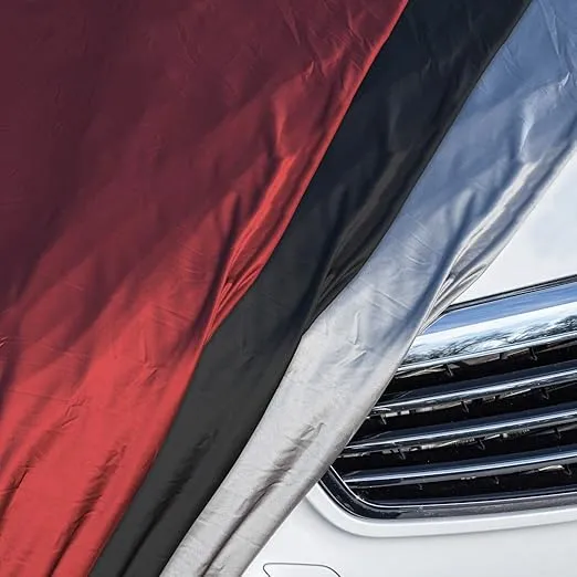 Budge Indoor Stretch Car Cover, Luxury Indoor Protection, Soft Inner Lining, Breathable, Dustproof, Car Cover fits Cars up to 264", Red, Size 5: Fits up to 22'