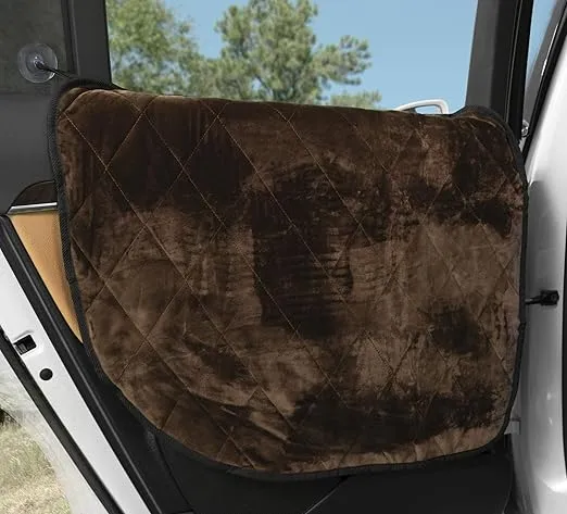 Plush Paws Products Velvet Car Door Protector | Washable & Waterproof Interior Door Cover for Car, Truck, & SUV | One Size Fits Most Nonslip, Tear Resistant Door Guard | Set of 2 Chocolate