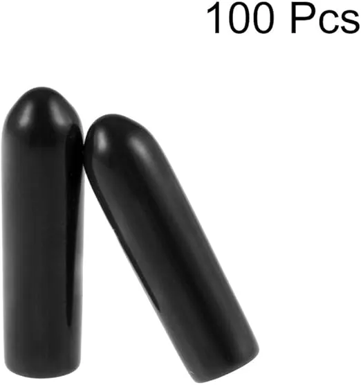 uxcell 100pcs Rubber End Caps 3mm ID Vinyl Round Tube Bolt Cap Cover Screw Thread Protectors Black