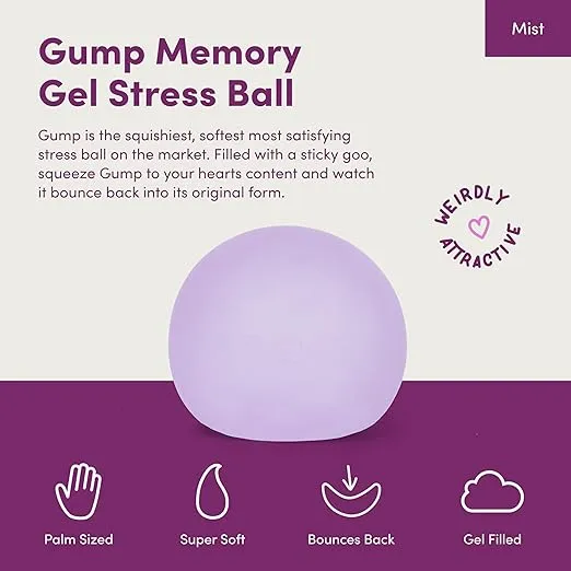 Speks Gump Stress Balls - Silky Soft Memory Gel Squishy Fidget Toy for Adults and Teens 14+ | Christmas Gift, Holiday Stocking Stuffer, Stress Relief Present, Office Desk Toy | Mist, Pack of 3