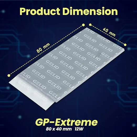 Gelid Solutions GP-Extreme Thermal Pad 80 x 40 x 3.0 mm Excellent Heat Conduction, Ideal Gap Filler Easy Installation Thermal Conductivity 12W