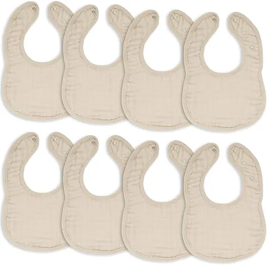 Comfy Cubs Muslin Baby Bibs, Drool Bibs, Adjustable with Easy Snaps, Teething & Drooling, Absorbent Bibs for Boys & Girls