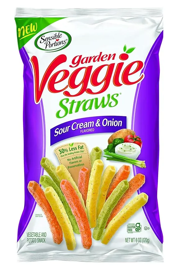 Sensible Portions Garden Veggie Straws Sour Cream & Onion, 6 oz