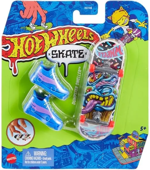 Hot Wheels Skate Fingerskate Tony Hawk HNG44 Pack of 1 Finger Skateboard + 1 Pair of Blue Trainers