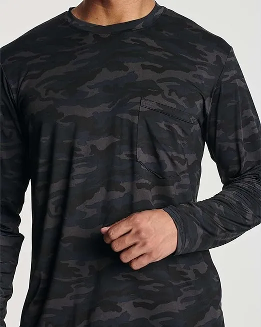Real Essentials 4 Pack: Men's Dry-Fit Active Athletic Long Sleeve Pocket Crew T-Shirt Outdoors UPF 50 S-5XLT