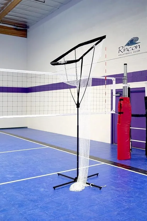 Bownet Volleyball Practice Net Station (9'6" x 8') Sports Volleyball Training Equipment - Portable Volleyball Trainer for Hitting, Spiking, Serving