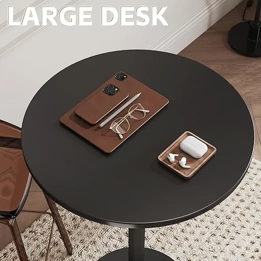 Flamaker Round Bistro Pub Table 2 Pack Modern Style Metal Base MDF Top Cocktail Bar Table Counter Bar Height for Pub, Dining Room, Party (Black)