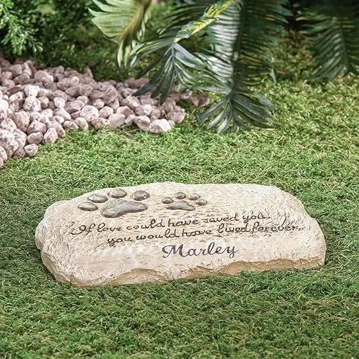 Fox Valley Traders Personalized Forever Pet Memorial Garden Stone, Customized Indoor/Outdoor Décor, Crafted with 100% Resin, Loss of Pet Sympathy Gift – Measures 12” Long x 7 ½” Wide x ½” High