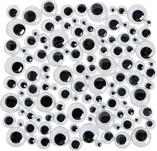 Fun Express Black Plastic Googly Eyes 6mm - 13mm for Crafts, Kids' Projects, and Fun Home Activities - Wiggle Eyes for Creative Projects - 500 Pieces