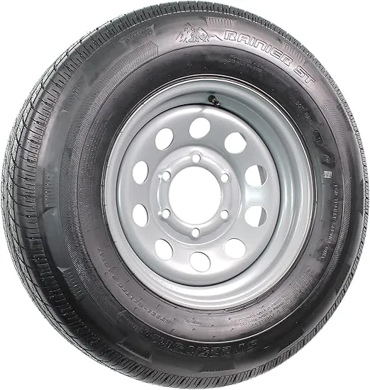 eCustomrim Radial Trailer Tire On Rim ST225/75R15 225/75-15 15 Load Range D 6 Lug Wheel Silver Modular - 6 Year Warranty w/Free Roadside