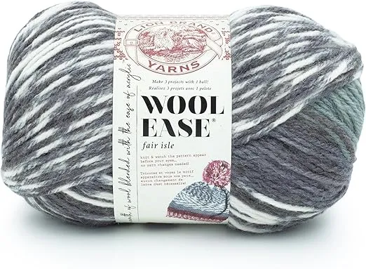 Lion Brand Yarn Wool Ease Fair Isle Yarn, 1 Pack, Charcoal/Medium Grey