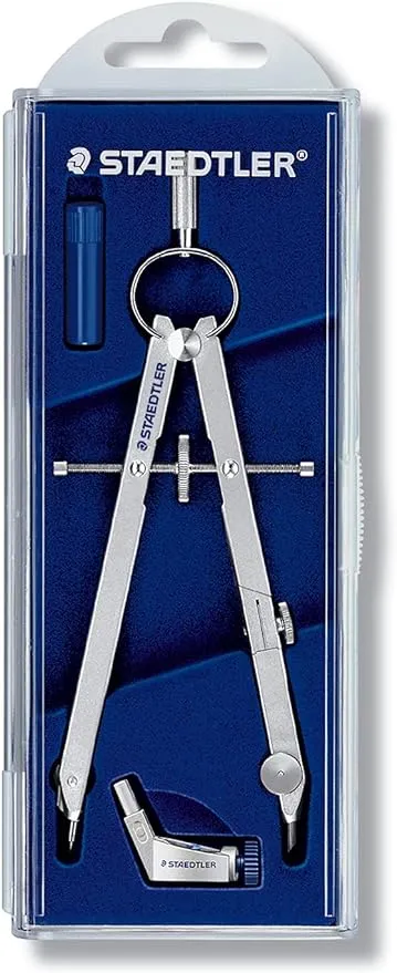 Staedtler Mars Comfort 551 01 Precision Compass Set with Lead Part, Universal Adapter and Spares Box