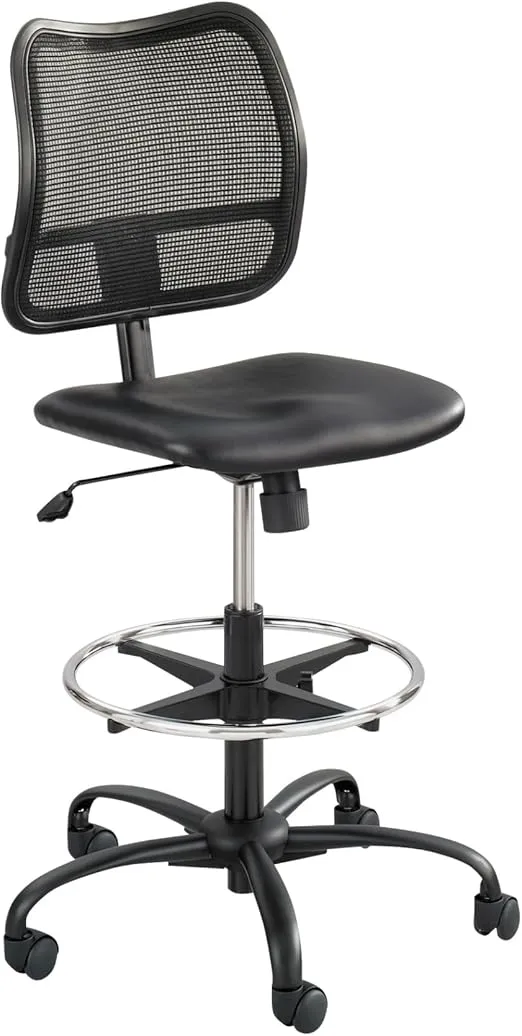 Safco Products 3397BV Rolling Chair, Extended Height, Black Vinyl Mesh, Adjustable Height, Supportive Back and Ergonomic Design, 250 lbs Weight Capacity - Office, Home & Kitchen Furniture