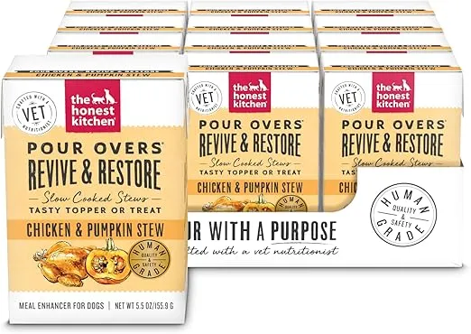 The Honest Kitchen Functional Pour Overs: Revive & Restore - Chicken & Pumpkin Stew Dog Food Topper, 5.5 oz x12