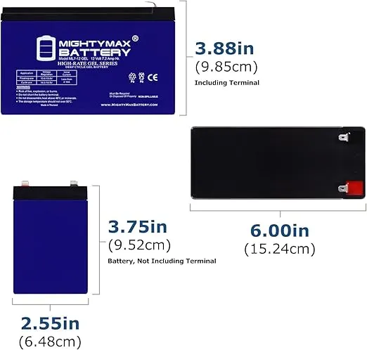 Mighty Max Battery ML7-12GEL - 12 Volt 7 AH, GEL Type, F1 Terminal, Rechargeable SLA AGM Battery