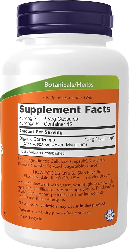 NOW Foods Supplements, Cordyceps (Cordyceps sinensis)750 mg, Healthy Immune Support*, 90 Veg Capsules