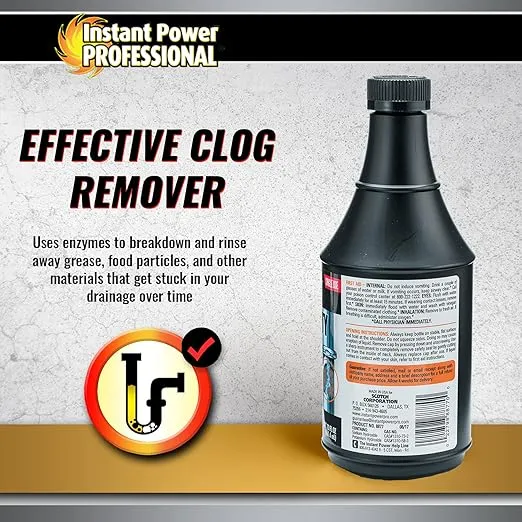 Instant Power Professional Heavy Duty Drain Opener – Sink Drain Cleaner Clog Remover, Drain Defense for Sinks, Made in USA, Shower Drain Cleaner and Deodorizer – 20 Fl Oz