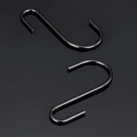 10 Pack 2.4 Inch Black S Hooks for Hanging Plants, Metal Hooks for Hanging, Small S Hooks for Hanging Heavy Duty, S Shaped Kitchen Hooks for Kitchenware, Pots Utensils, Clothes, Bags, Towels & Plants