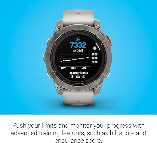 Garmin fēnix 7 Pro Sapphire Solar, Multisport GPS Smartwatch, Built-in Flashlight, Solar Charging Capability, Fog Gray/Ember Orange