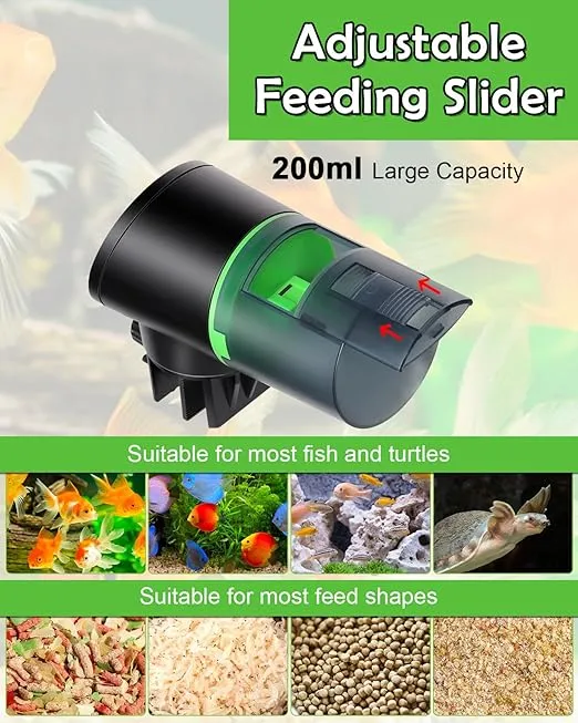 Automatic Fish Feeder - Rechargeable Timer Fish Feeder with USB Charger Cable, Fish Food Dispenser for Aquarium or Fish Tank