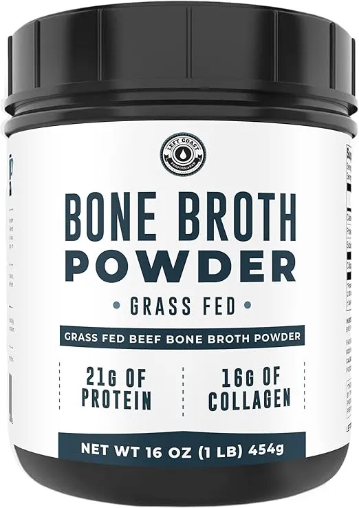 16oz Bone Broth Protein Powder From Grass Fed Beef - Unflavored, Single Ingredient - Rich in Collagen, Glucosamine, Gelatin, Paleo Protein Powder, Gut-Friendly, Non-GMO Ingredients, Dairy-Free Protein