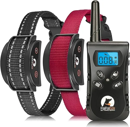Paipaitek Vibrating Dog Collar, No Shock Dog Training Collar 2 Dogs, Deaf Dog Collars w/2 Receivers, Rechargeable & Waterproof, Up to 1600Ft Remote Range