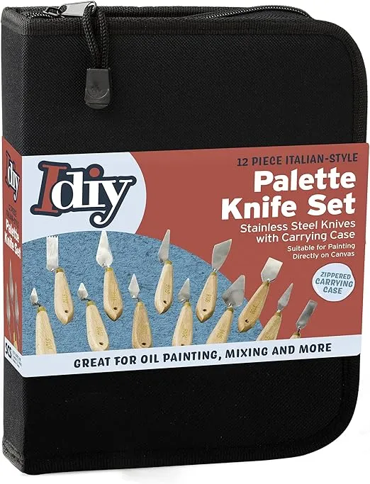 Palette Painting Knife Set 12 Pack with Carrying Case- Stainless Steel Art Paint Knives