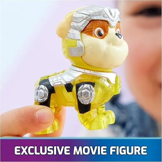 Paw Patrol: The Mighty Movie, Construction Toy Truck with Rubble Mighty Pups Action Figure, Lights and Sounds, Kids Toys for Boys & Girls 3+