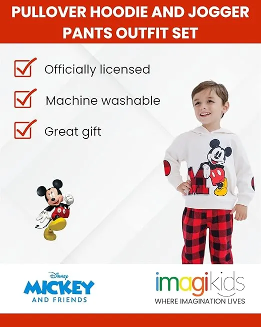 Disney Mickey Mouse Christmas Fleece Pullover Hoodie and Pants Outfit Set Newborn to Big Kid Sizes (0-3 Months - 14-16)