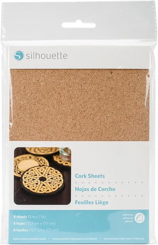 Silhouette America Media Silhouette Adhesive Cork Sheets 5"X7" 8/Pkg