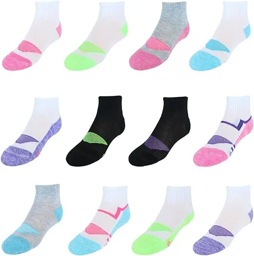 Hanes Girls' Cool Comfort Ankle, 12-Pair Pack Fashion Liner Socks