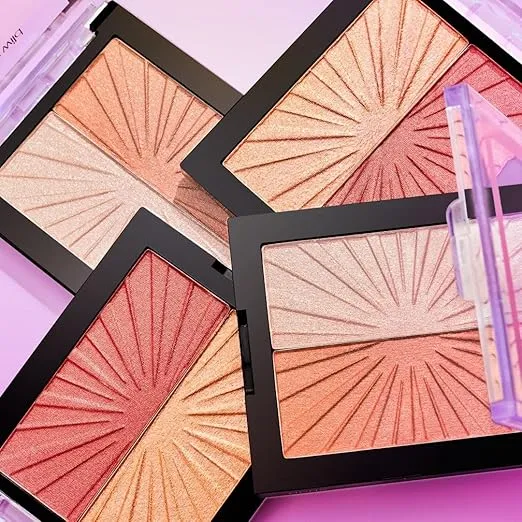 Wet n Wild MegaGlo Blushlighter, Blendable Blush & Highlighter Set, Shimmery Metallic Finish, Flash Me