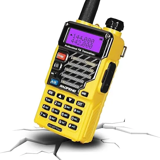 BAOFENG UV-5R+ Plus Two Way Radio, Long Range for Adults Rechargeable with Earpiece, Walkie Talkie for Outdoors, 144-148 420-450MHz, Qualette Series, Imperial Yellow
