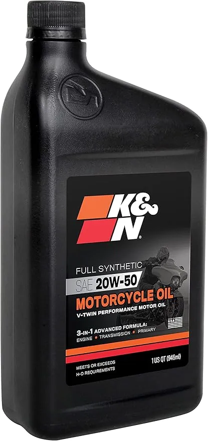 K&N Full Syntheteic Motorcylce/ATV Oil: 20W-50 Synthetic Oil: Premium Engine Protection, 1 qt