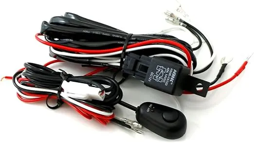 iJDMTOY Universal Fit Relay Harness Wire Kit with LED Light ON/Off Switch Compatible with Automtive Driving Light, Fog Light, Off-Road Lighting, etc
