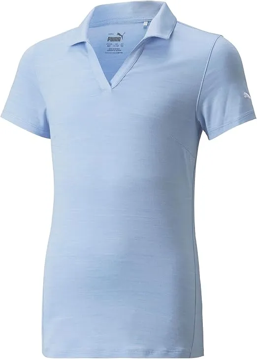 PUMA GOLF Girls' Cloudspun Free Polo, Serenity Heather, Small