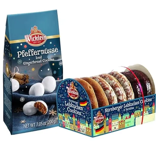 Wicklein Pfeffernusse Iced Gingerbread Cookie Bag and Fine Oblaten Burggraf Lebkuchen Assortment