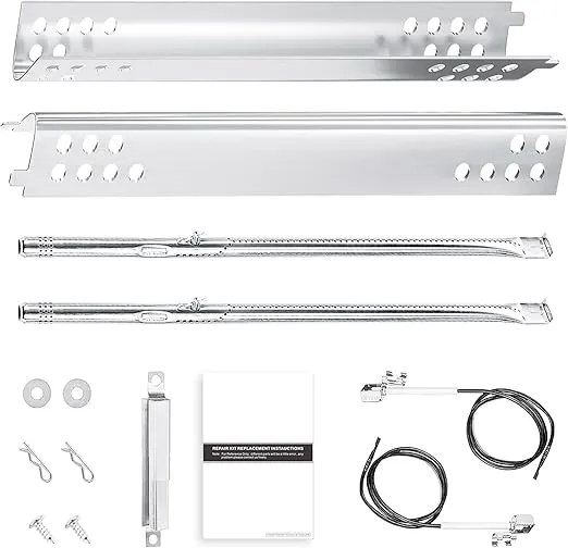 Hisencn Gas Grill Parts for Charbroil Grill Performance 463673519 463625217 463625219 463673517 463673017 463347519 463275517 463244819, 470-5200-W1, G470-0004-W1, Heat Plates Burner Tube 2 Burner