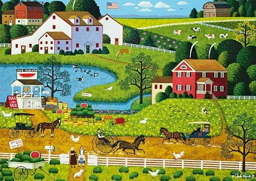 Buffalo Games - Charles Wysocki - Jolly Hill Farms - 500 Piece Jigsaw Puzzle for Adults Challenging Puzzle Perfect for Game Nights - Finished Puzzle Size is 21.25 x 15.00
